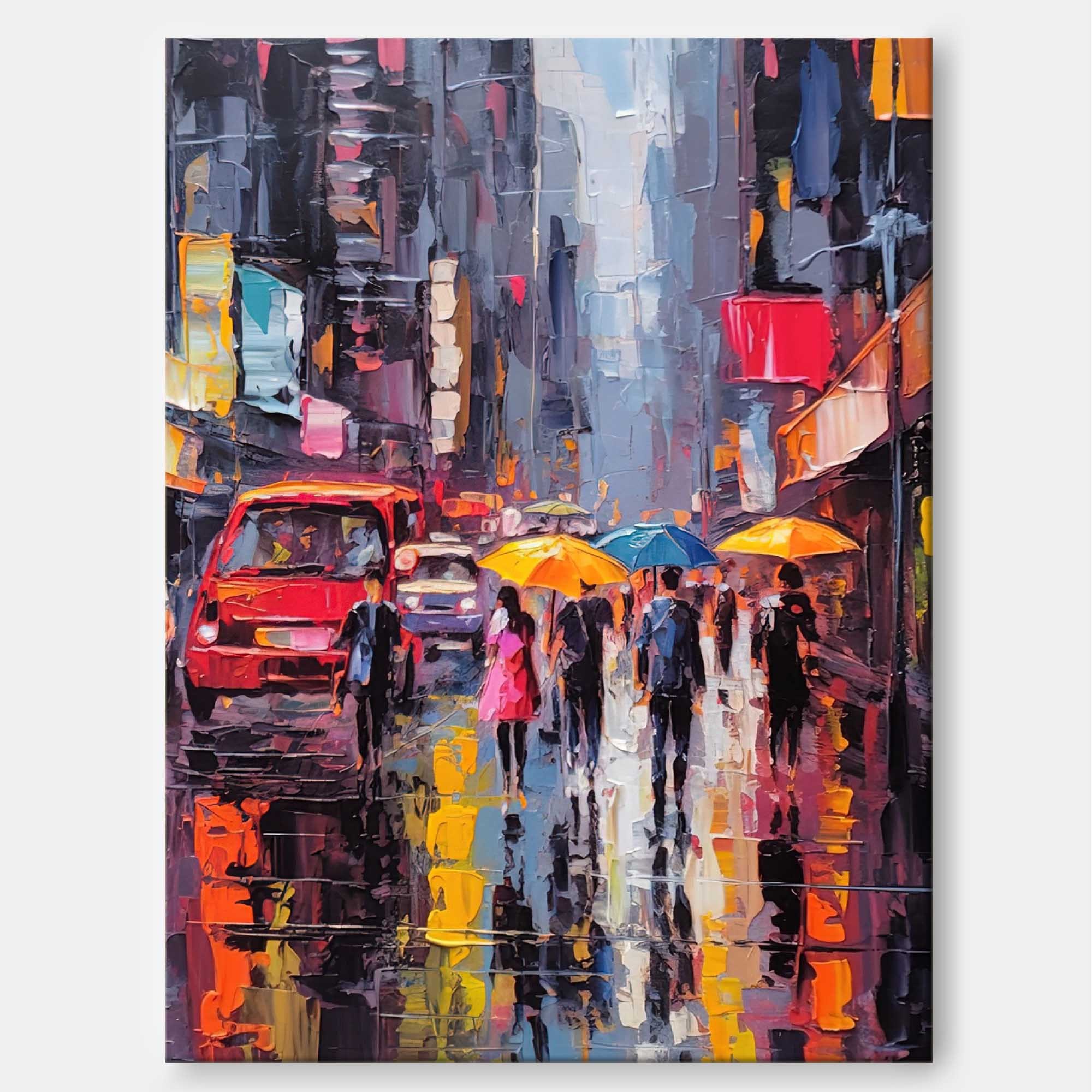 Blue Night Cityscape Abstract Oil Painting 332AA