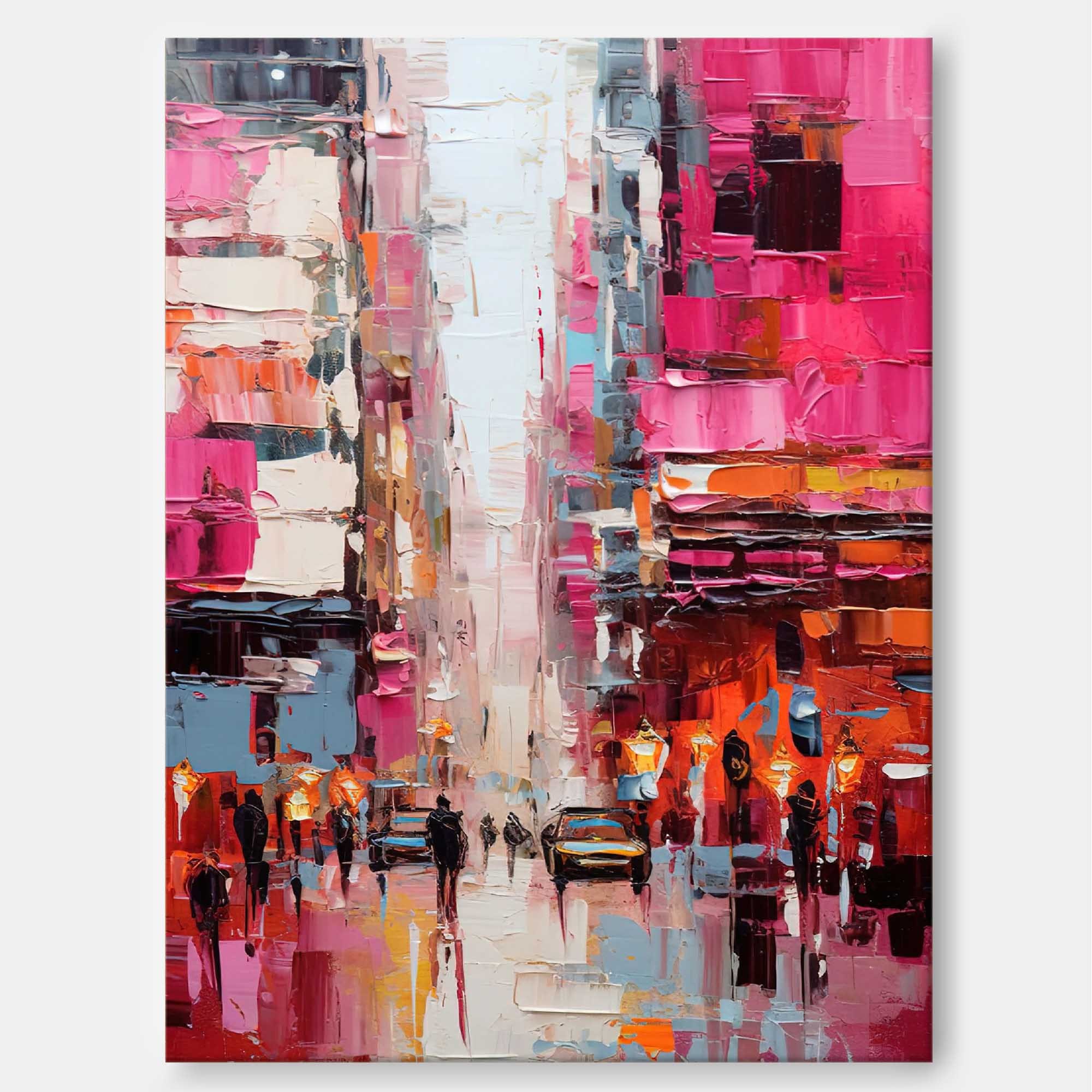 Pink Abstract Cityscape Oil Painting 330AA