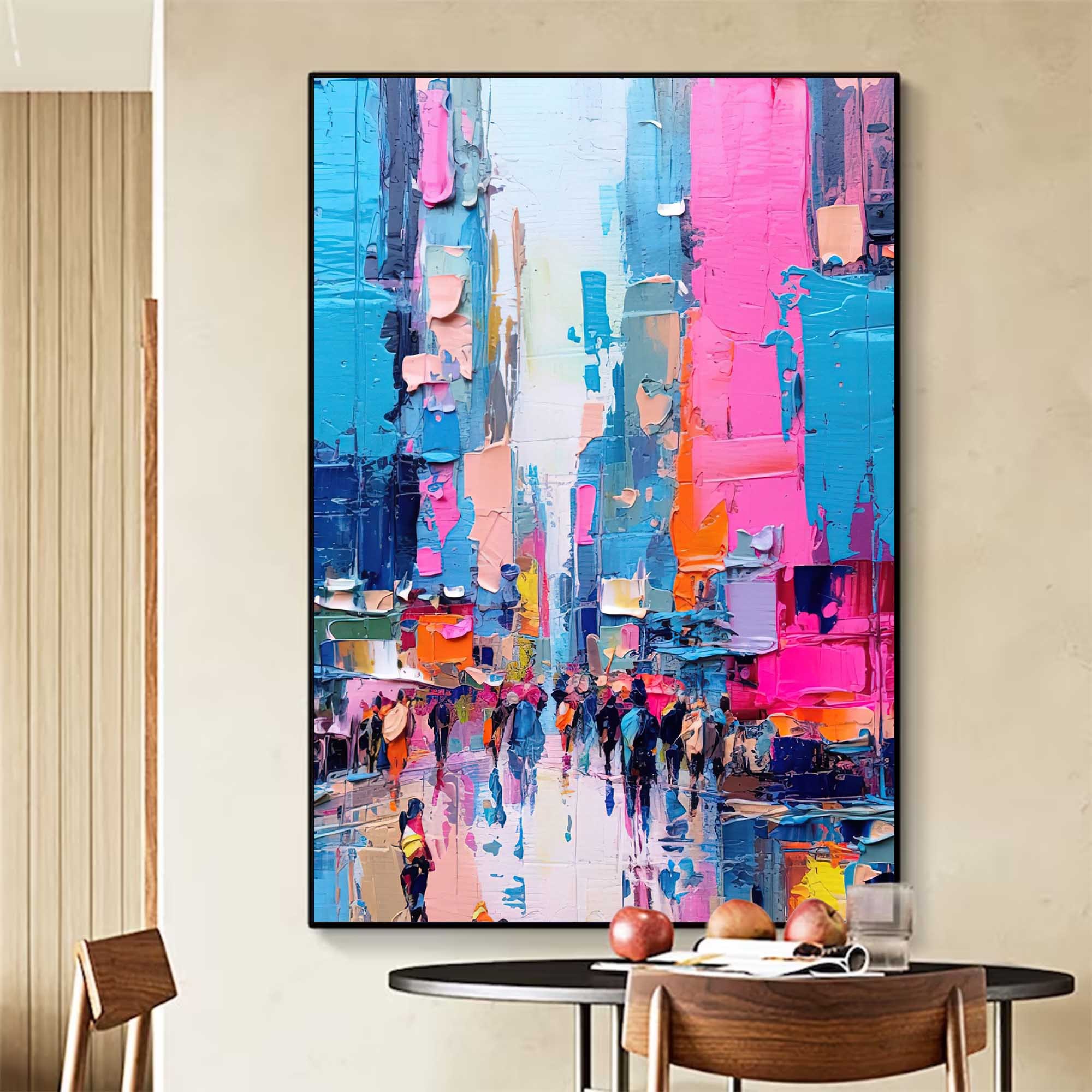Colorful Abstract City Street Oil Painting 336AA