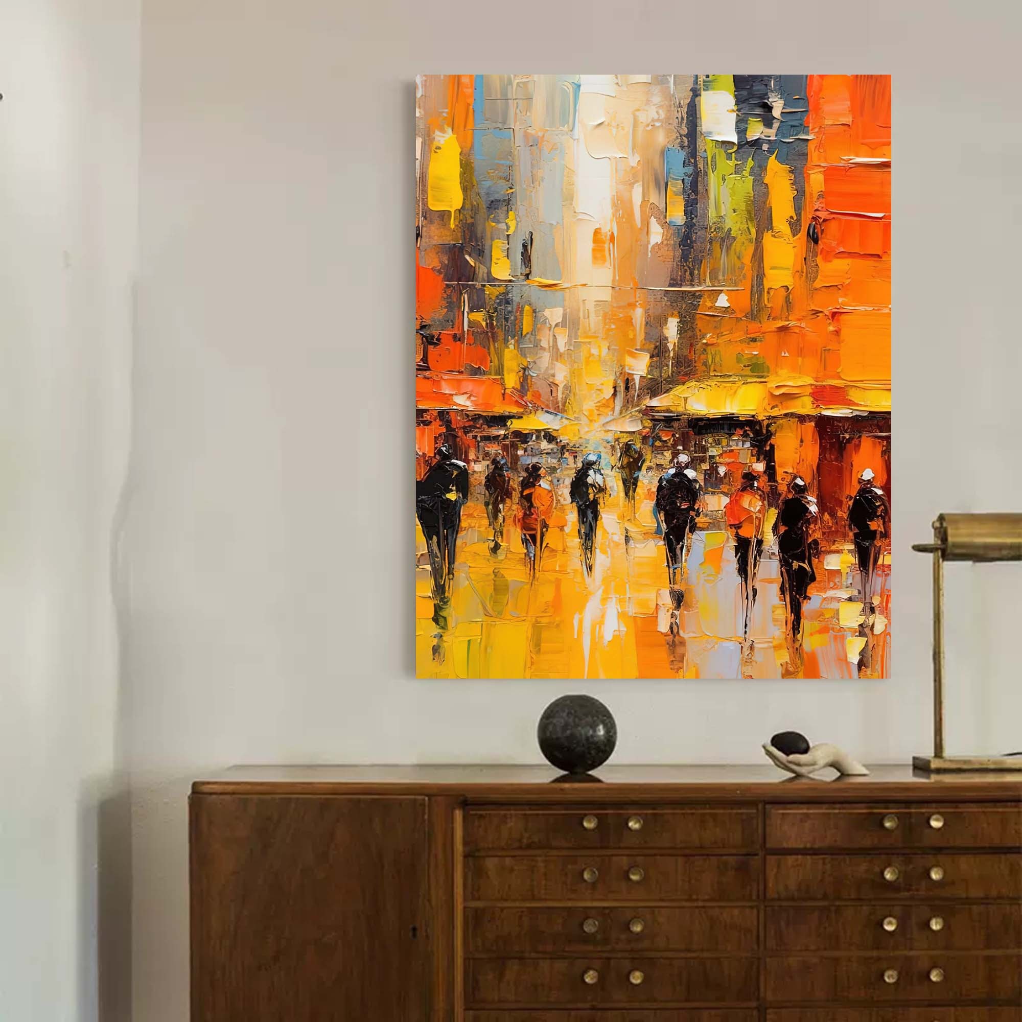 Golden City Abstract Street Oil Painting 335AA