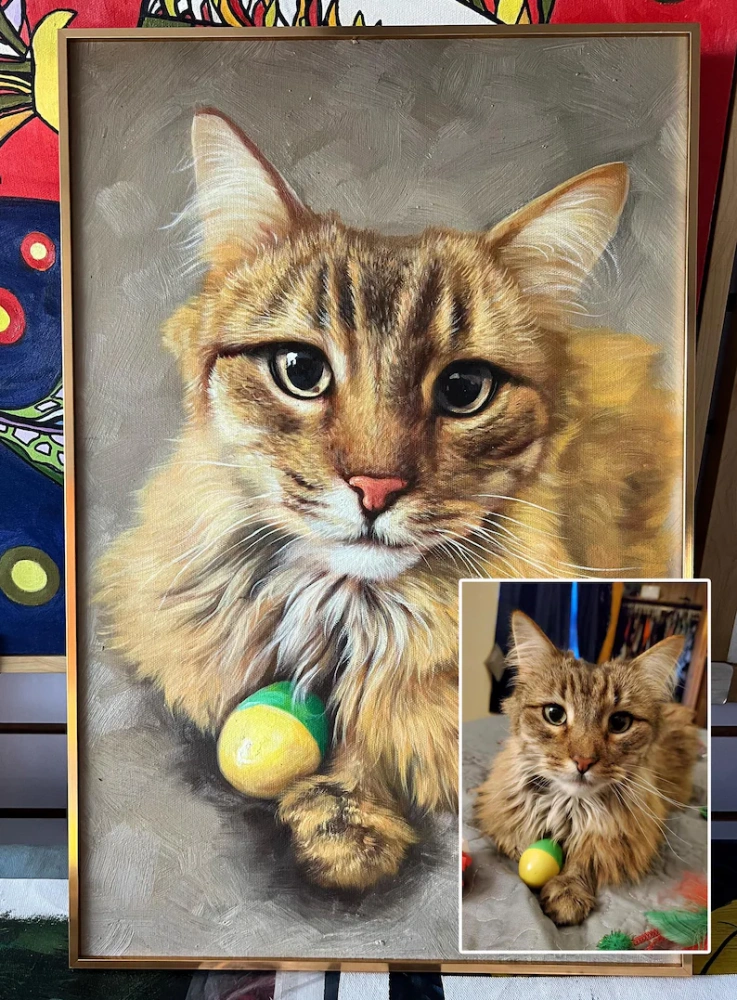 Custom Pet Oil Painting, Hand-painted Canvas Portrait Art from Photo, Commission Loss Memorial Personalized Dog Lover Gifts birthday Present