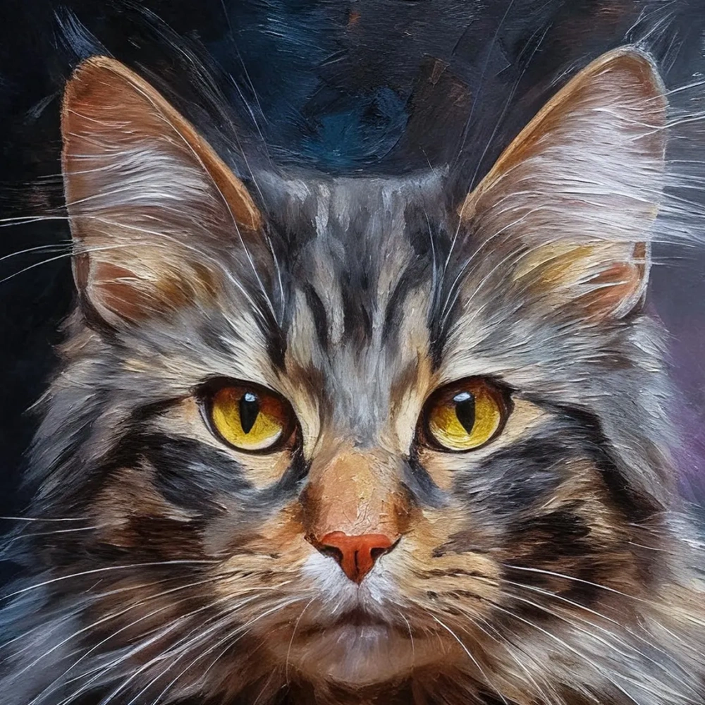 Custom Cat Portrait – Hand-Painted Pet Oil Painting from Photo