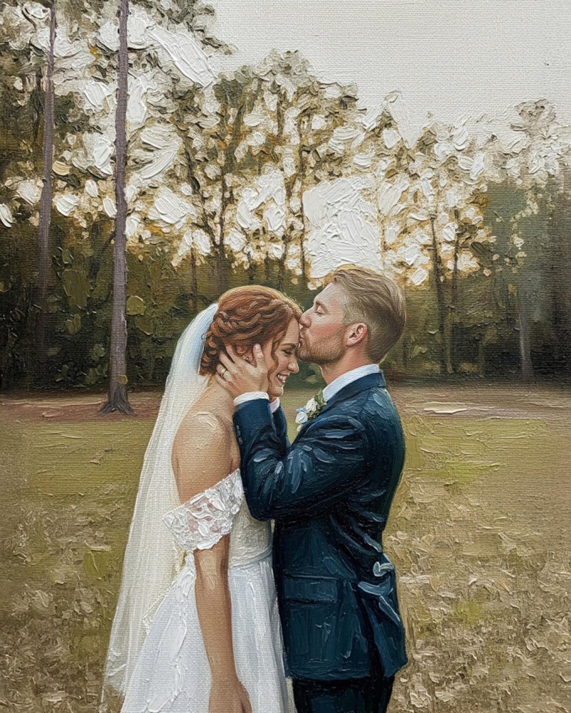 Anniversary Oil Portrait – Hand-Painted Custom Couple Painting from Photo