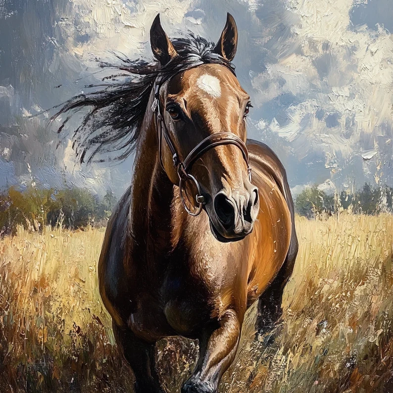 Custom Horse Portrait – Hand-Painted Equestrian Oil Painting from Photo