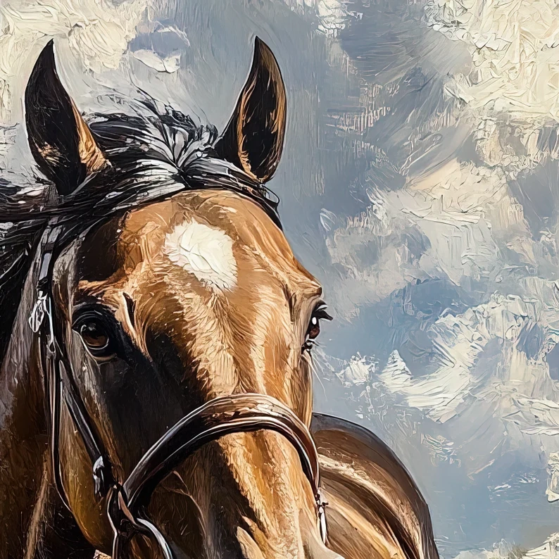 Custom Horse Portrait – Hand-Painted Equestrian Oil Painting from Photo