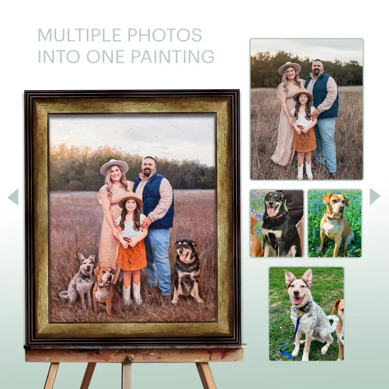 Custom Composite Oil Painting from Multiple Photos – Hand-Painted Personalized Art