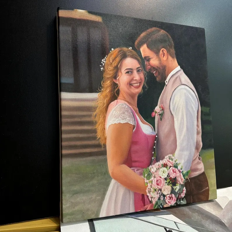 Custom Family Portrait – Hand-Painted Oil Painting from Your Family Photo