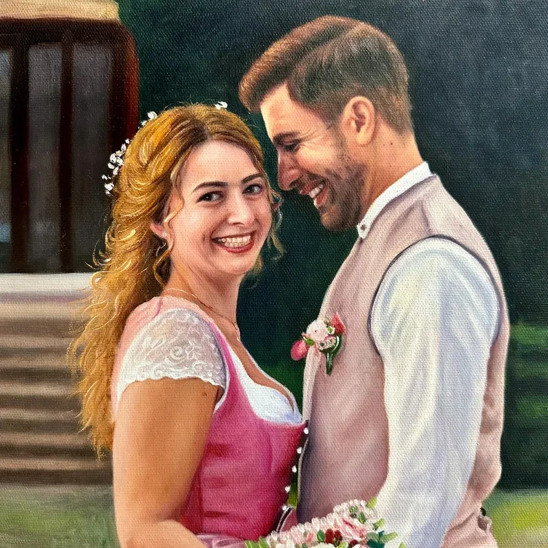 Custom Family Portrait – Hand-Painted Oil Painting from Your Family Photo