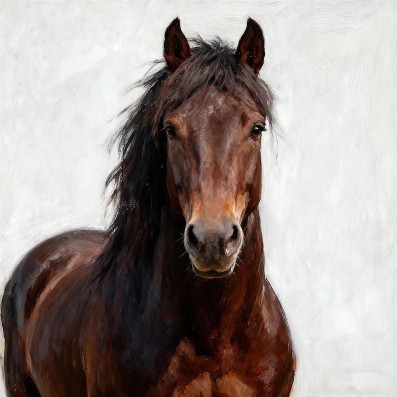 Custom Horse Portrait – Hand-Painted Equestrian Oil Painting from Photo