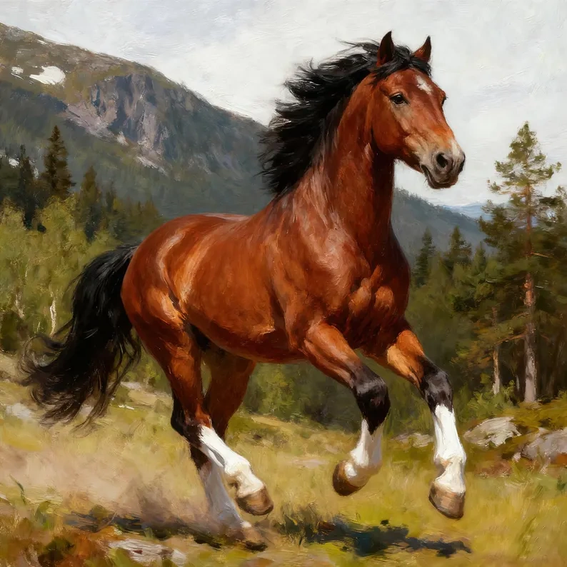 Custom Horse Portrait – Hand-Painted Equestrian Oil Painting from Photo
