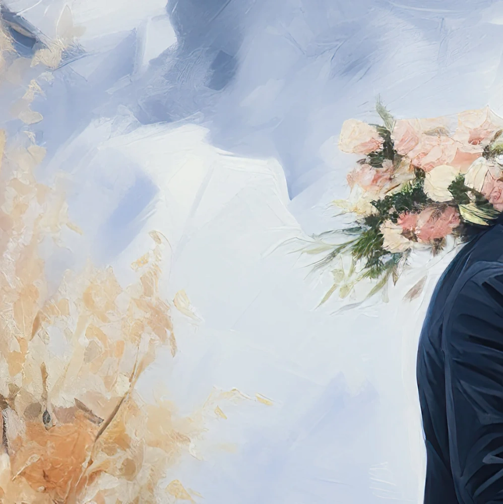 Custom Wedding Portrait Oil Painting from Photo | Hand-Painted Couple Painting