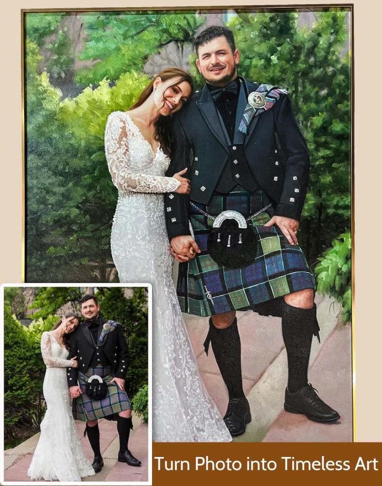 Custom Wedding Portrait Oil Painting from Photo | Hand-Painted Couple Painting