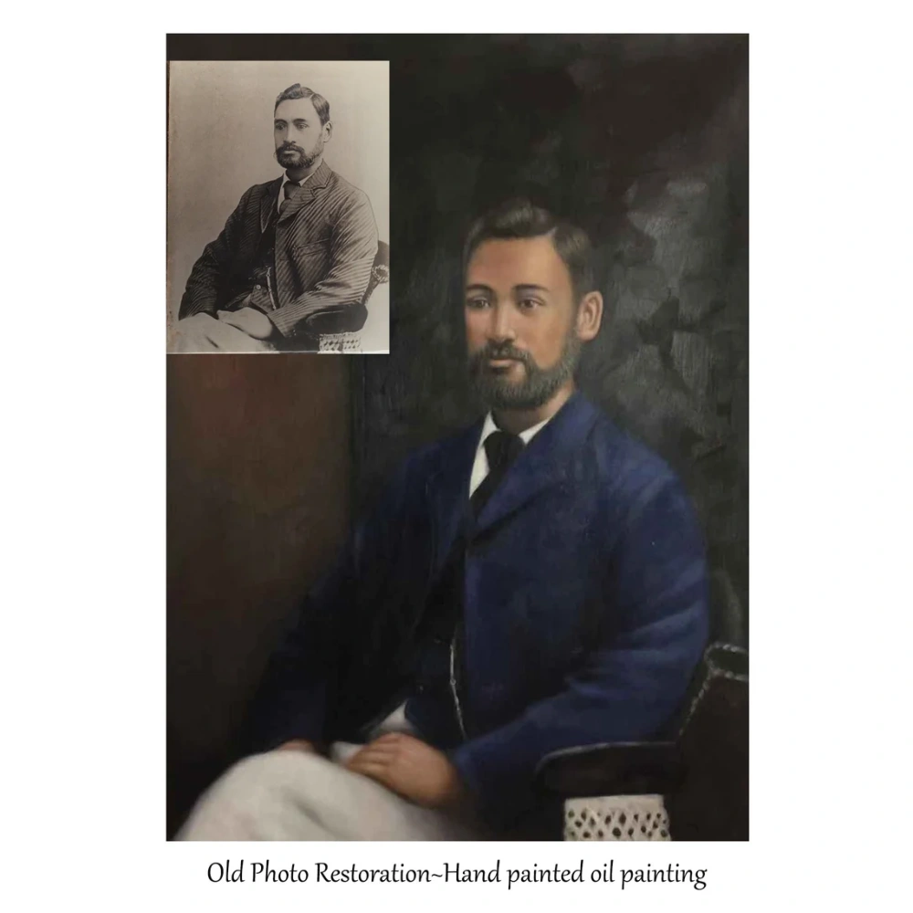 Custom Portrait from Old Photo | Hand-Painted Oil Portrait Restoration