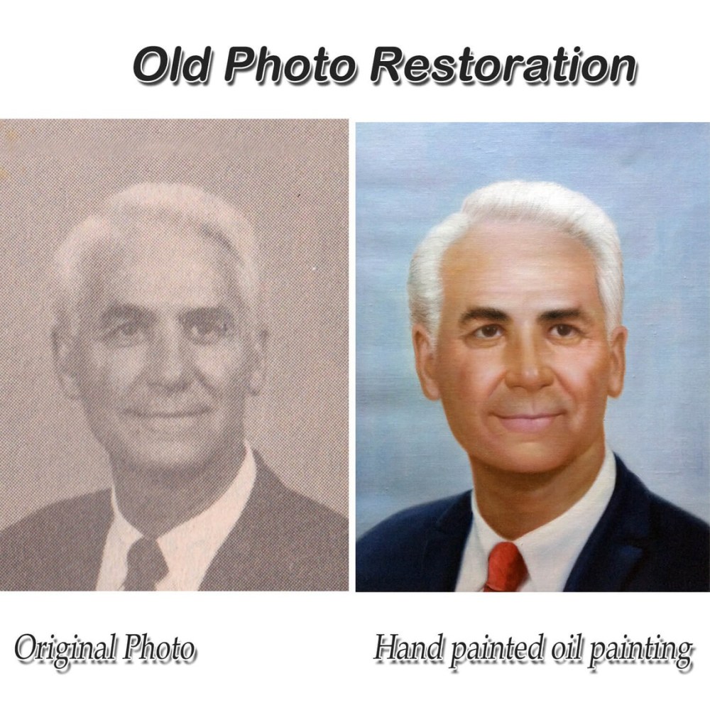 Custom Portrait from Old Photo | Hand-Painted Oil Portrait Restoration