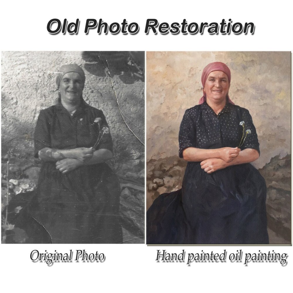 Custom Portrait from Old Photo | Hand-Painted Oil Portrait Restoration
