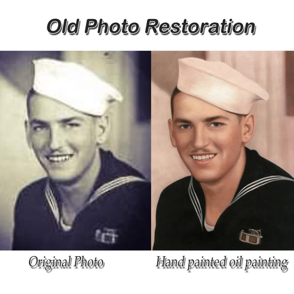 Custom Portrait from Old Photo | Hand-Painted Oil Portrait Restoration