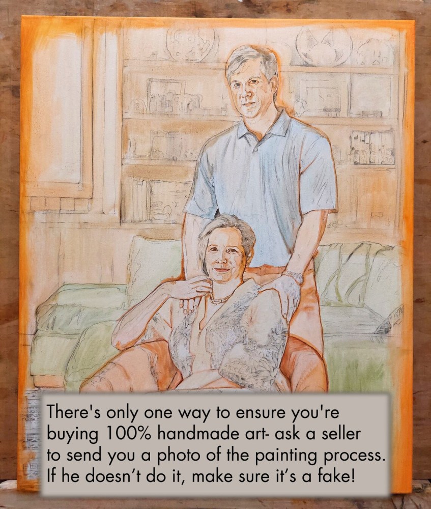 Custom Parents Oil Portrait from Photo | Hand-Painted Couple & Family Painting