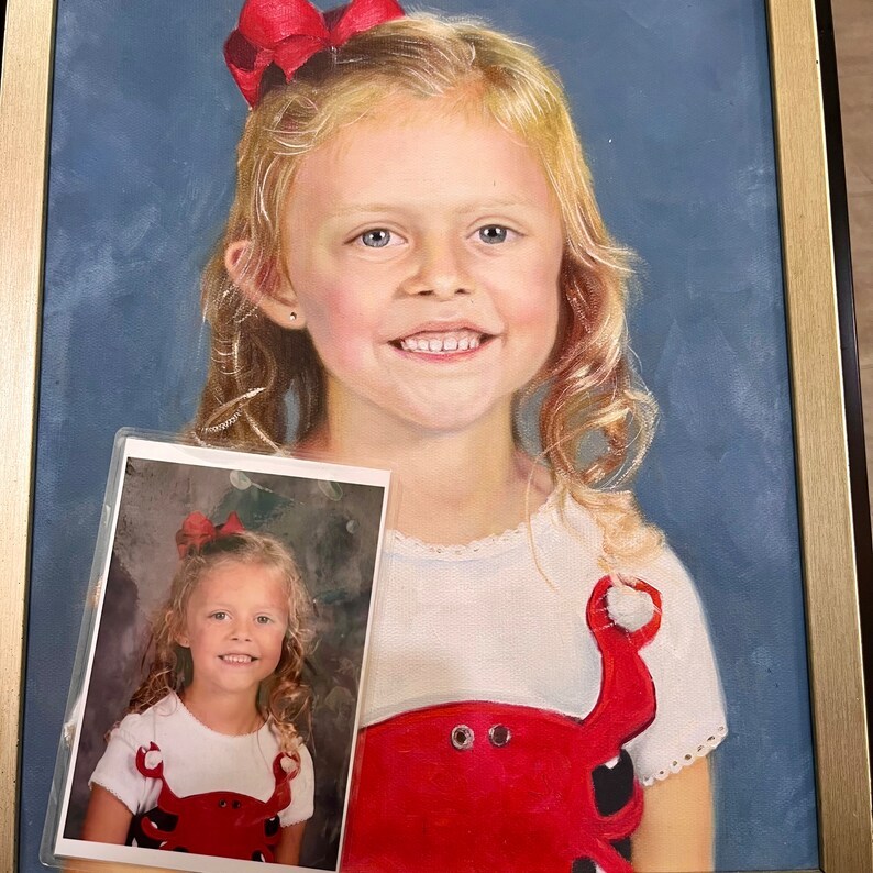 Custom Child Oil Portrait from Your Photo | Hand-Painted Kids Portrait