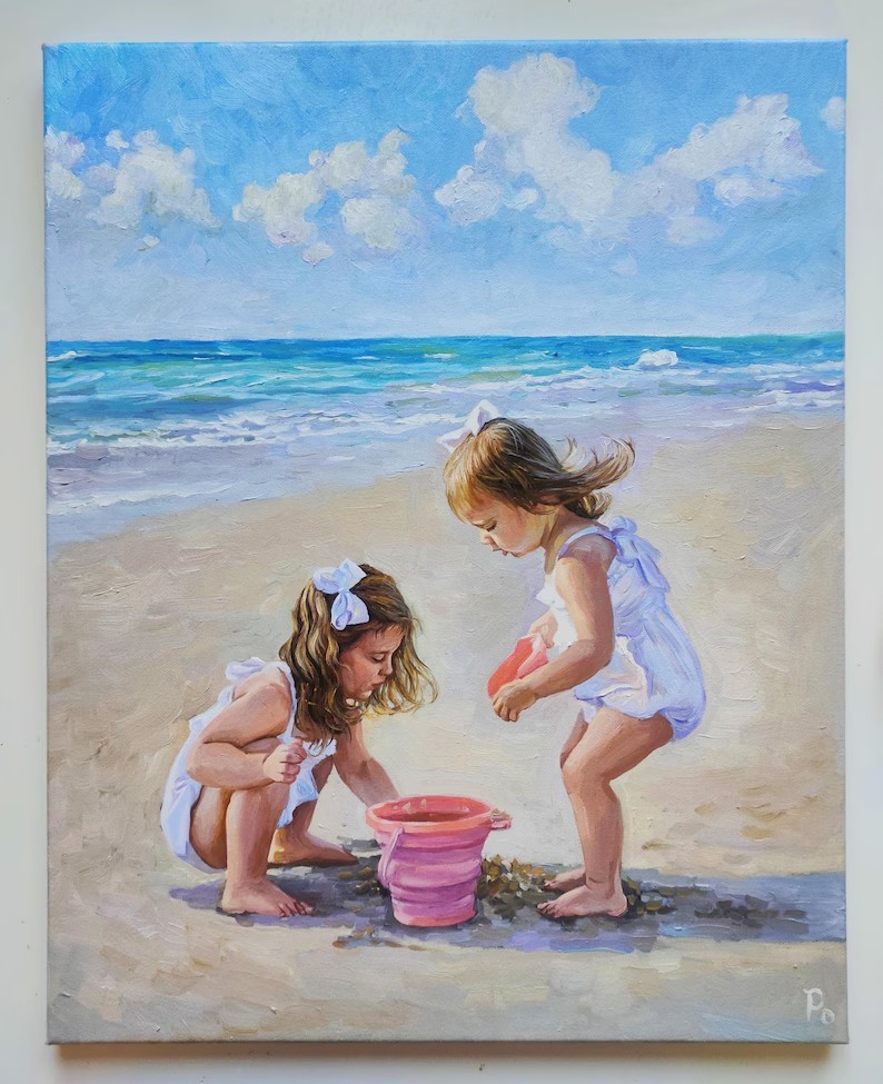 Custom Child Oil Portrait from Your Photo | Hand-Painted Kids Portrait