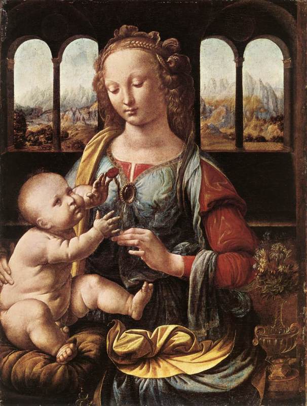 The Madonna of the Carnation  1478-80 by Leonardo Da Vinci Oil Painting reproduction