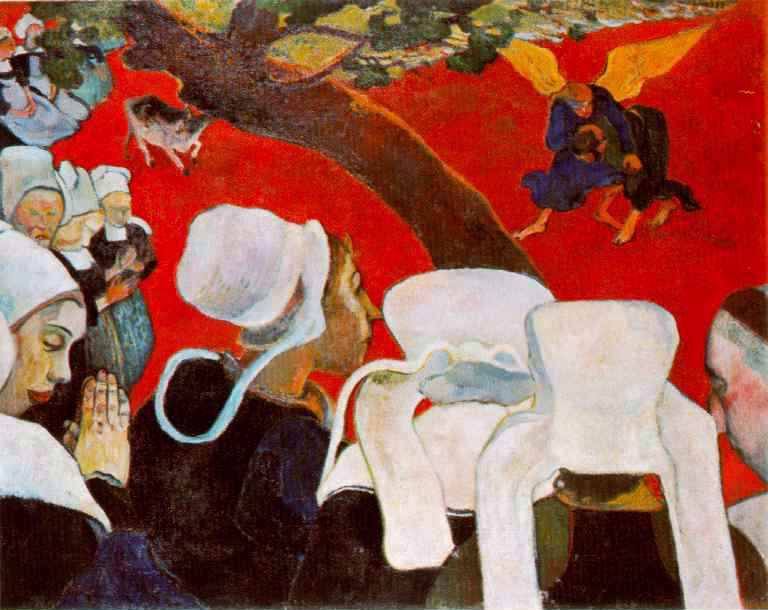 Vision After the Sermon, Jacob Wrestling with the Angel, 1888 by Paul Gauguin Oil Painting reproduction