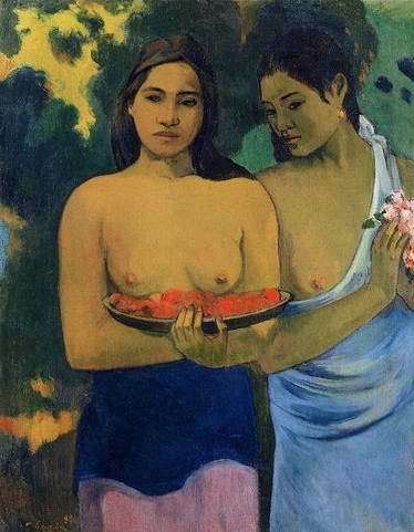 Two Tahitian Women  by Paul Gauguin Oil Painting reproduction