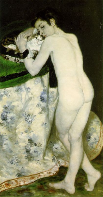 Young Boy with a Cat  1868-69 by Pierre-Auguste Renoir Oil Painting reproduction