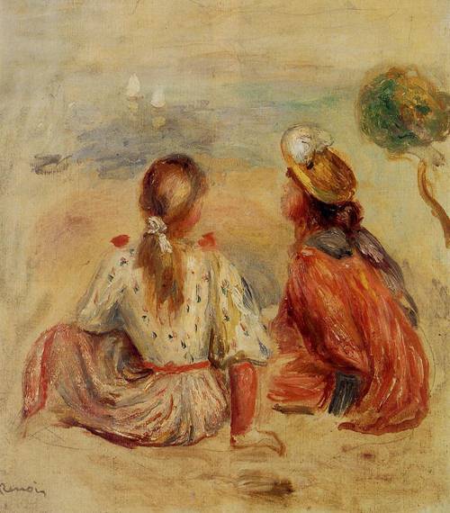 Young Girls on the Beach 1898 by Pierre-Auguste Renoir Oil Painting reproduction