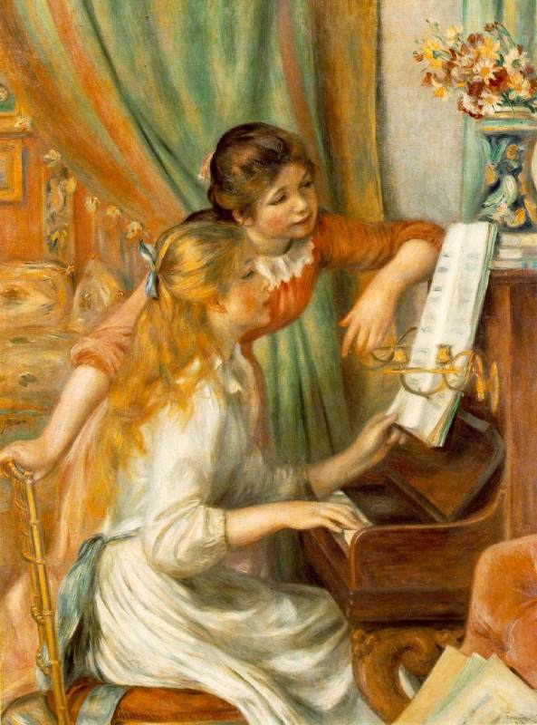 Girls at the Piano  1892 by Pierre-Auguste Renoir Oil Painting reproduction