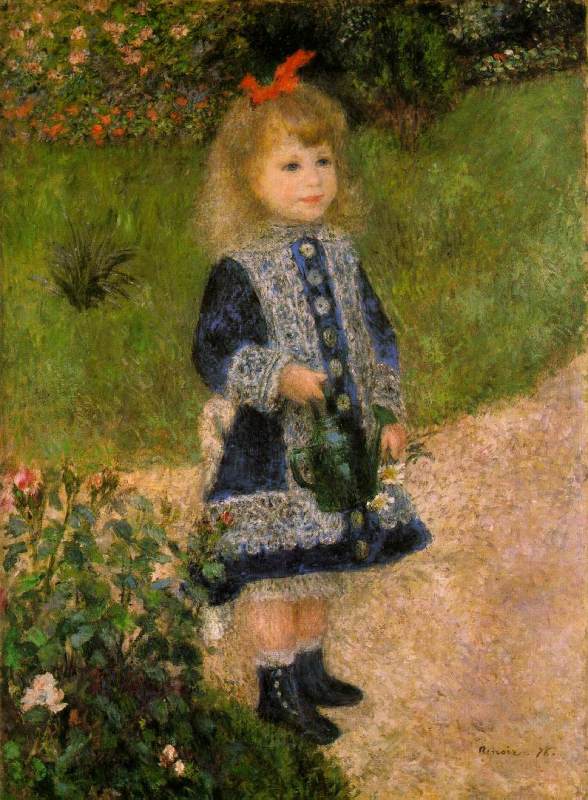 A Girl With a Watering Can  1876  by Pierre-Auguste Renoir Oil Painting reproduction