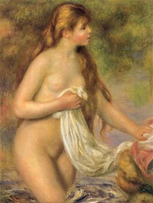 Bather with Long Hair by Pierre-Auguste Renoir Oil Painting reproduction