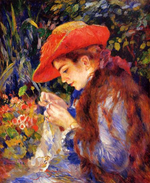 Mademoiselle Marie-Therese Durand-Ruel Sewing 1882 by Pierre-Auguste Renoir Oil Painting reproduction