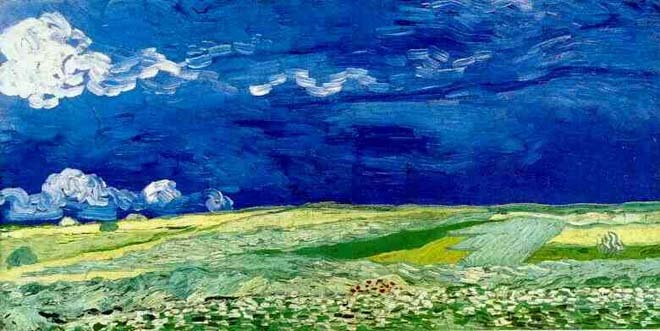 Wheat field under clouded sky by Vincent Van Gogh Oil Painting reproduction