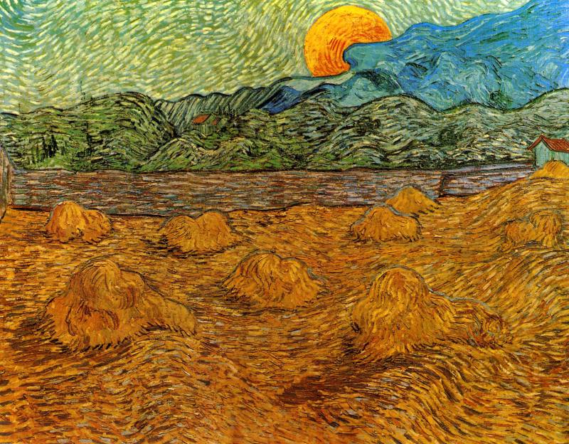 Evening Landscape with Rising Moon by Vincent Van Gogh Oil Painting reproduction