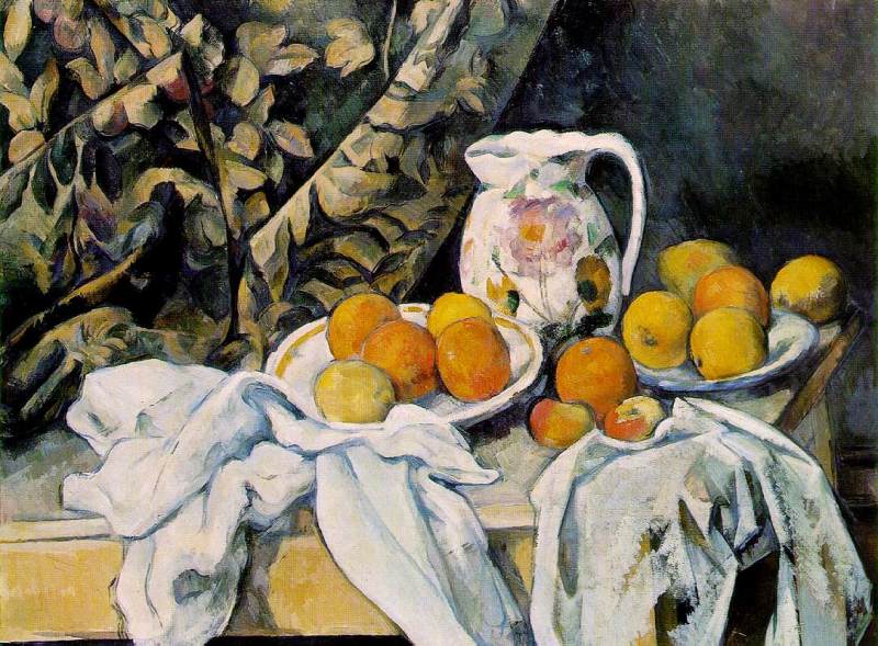 Still Life with Curtain and Flowered Pitcher  c. 1899 by Cezanne,Paul Oil Painting reproduction
