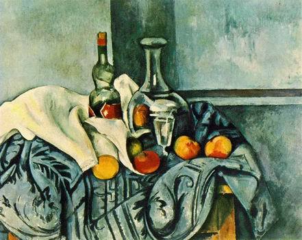 Still Life with Peppermint Bottle by Cezanne,Paul Oil Painting reproduction