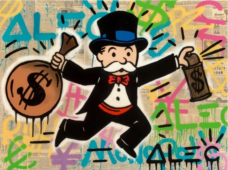 MONOPOLY MONEY TAG, ca. 2015 by Alec Monopoly Oil Painting reproduction