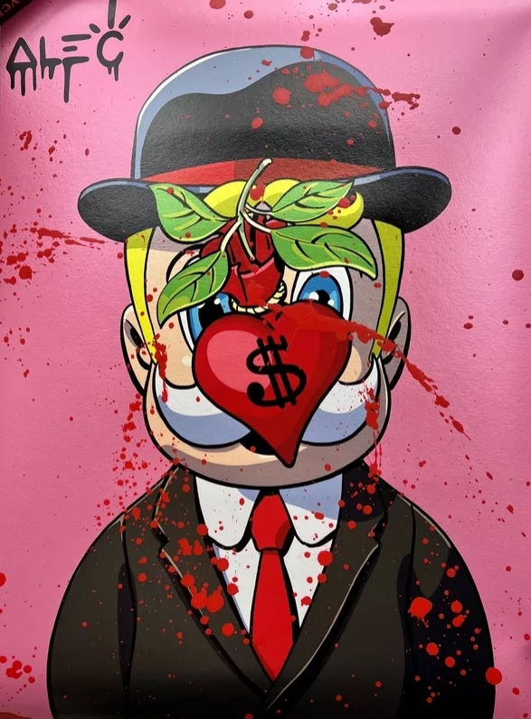 Richie Magritte (hand finished), 2022 by Alec Monopoly Oil Painting reproduction