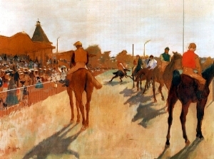 Racehorses before the Stands 1866-68 by Edgar Degas Oil Painting reproduction