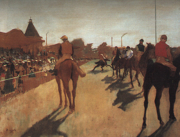 Racehorses in Front of the Grandstand, 1866-68 by Edgar Degas Oil Painting reproduction