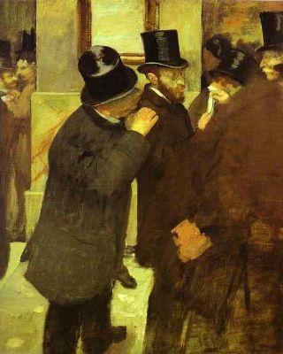 At the Stock Exchange. c.1878-1879 by Edgar Degas Oil Painting reproduction