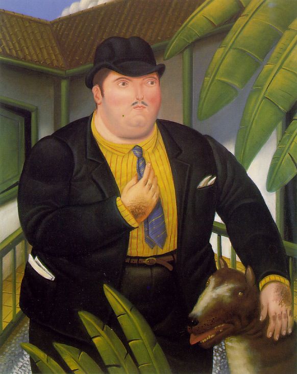 man with dog 1989 by Botero,Fernando Oil Painting reproduction