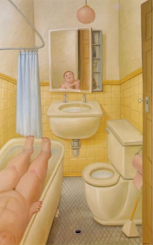 bathroom by Botero Fernando Oil Painting reproduction