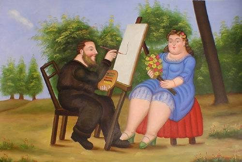the painter and his model by Botero Fernando Oil Painting reproduction
