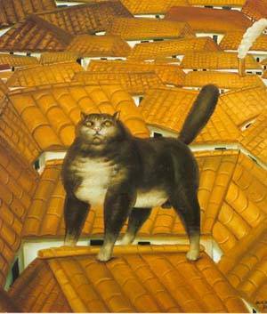 cat on a roof 1978 by Botero Fernando Oil Painting reproduction