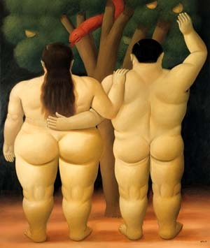 adam and eve by Botero Fernando Oil Painting reproduction