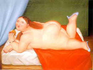 woman eating an apple by Botero Fernando Oil Painting reproduction