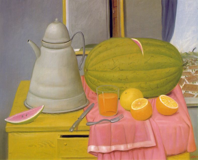 still life with watermelon 1992 by Botero Fernando Oil Painting reproduction