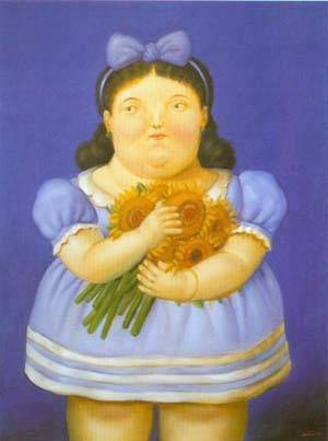 girl with flowers 1995 by Botero Fernando Oil Painting reproduction