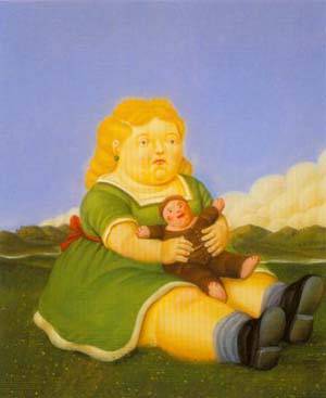 girl with puppet 1996 by Botero Fernando Oil Painting reproduction